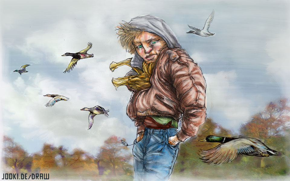Enten-Herbst-Fly-Away-South-Zugvögel